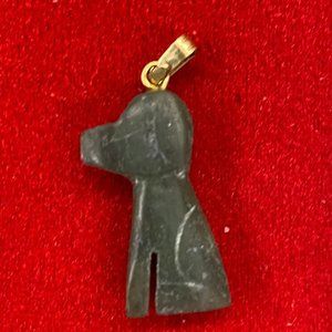 Hand Craved Jade Puppy Dog Pendant Vintage NWT